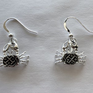 ATOCHA Coin Crab Ruby Earring 925 Sterling Silver Hooks Sunken Treasure Jewelry