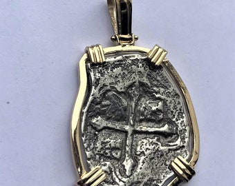 Atocha Coin Pendant 14K Gold 8 Reale Sunken Treasure Jewelry