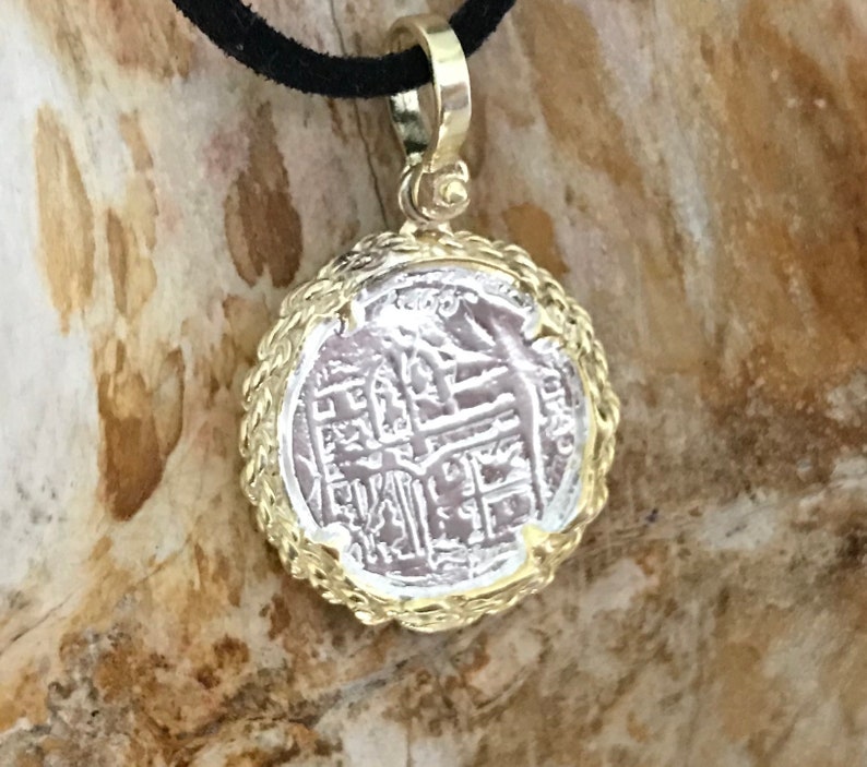 ATOCHA Coin Pendant 14K Gold Overlay Design Era 1600-1700 - Etsy