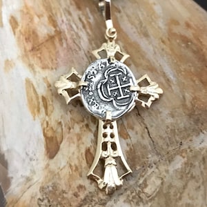 Atocha Coin Pendant Cross 14k Gold sunken Treasure Coin Jewelry