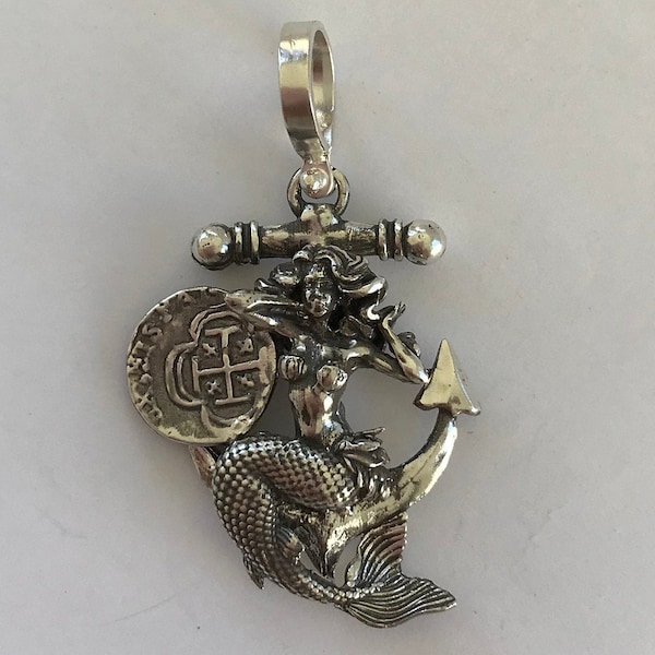 ATOCHA Coin Mermaid Anchor Pendant 925 Silver Sunken Treasure Shipwreck Jewelry