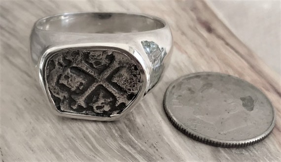 thumbnail image 2 of ATOCHA Mens Coin Ring - Genuine 925 Sterling Silver With 14K Yellow Gold Plate, Shipwreck Treasure 2 of 6