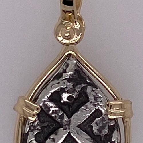 Atocha 1600-1700 Skull Pirate Coin Pendant – Gold Plated Sterling Silver, Sunken Treasure Jewelry