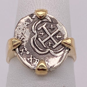 ATOCHA Coin Ring 14K Yellow Gold 1 Reale Treasure Coin Jewelry