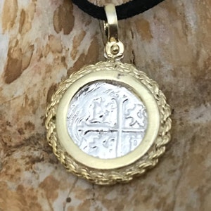 ATOCHA Coin Pendant 14K Gold Overlay Design Era 1600-1700 Sunken Treasure Shipwreck Coin Jewelry