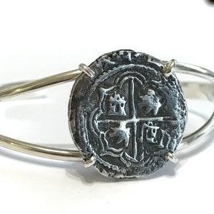 ATOCHA Coin Cuff Bangle Bracelet Sterling Silver 12mm Coin Design