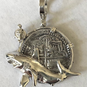 Atocha Coin Pendant Shark Sterling Silver 8 Reale Coin Sunken Treasure Jewelry
