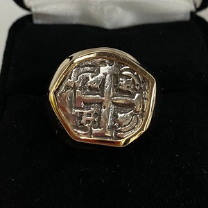 Atocha Coin Ring 14K Yellow Gold Mens ladies Treasure Jewelry