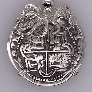 ATOCHA Coin Octopus Pendant Sterling Silver Nautical Sunken Treasure Shipwreck Jewelry