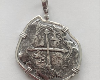 Shipwreck Coin "Tortuga Wreck" Atocha Era Pendant Sterling Silver 8 Reale Coin