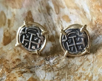 ATOCHA Sterling Silver Coin Earrings - Ladies Sunken Treasure Jewelry - 925 Silver Hook Dangle