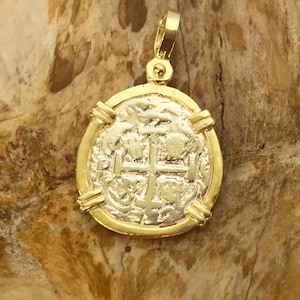 ATOCHA Coin Pendant 14K Gold Overlay Design Era 1600-1700 Sunken Treasure Shipwreck Coin Jewelry