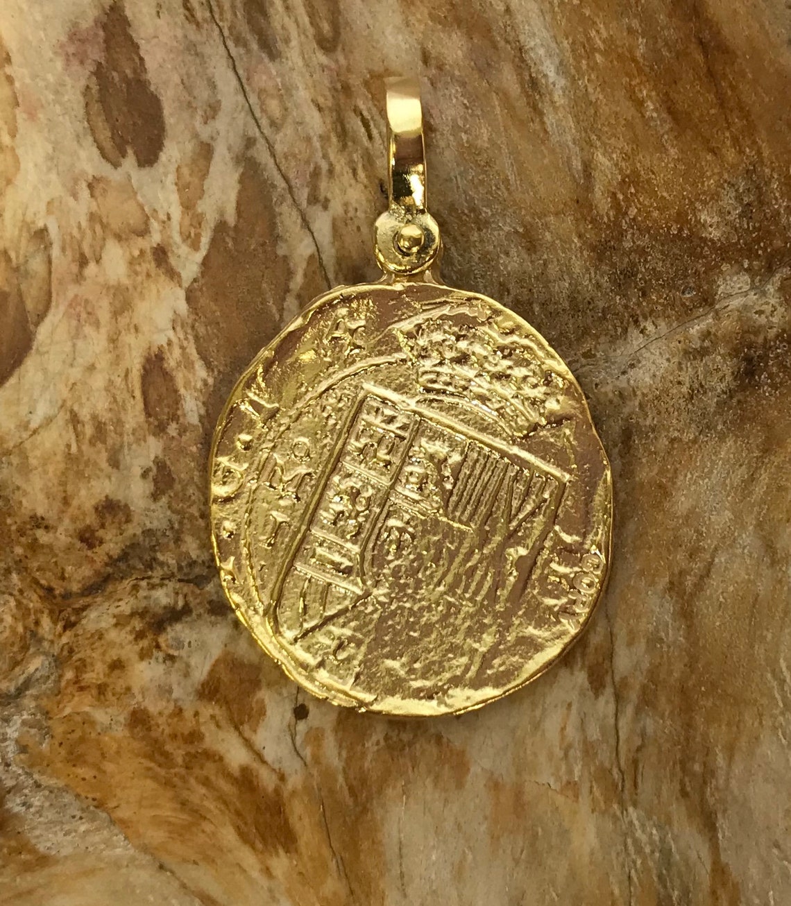 thumbnail image 2 of Atocha 925 Sterling Silver Gold Plated Coin Pendant – Sunken Treasure Jewelry 2 of 6