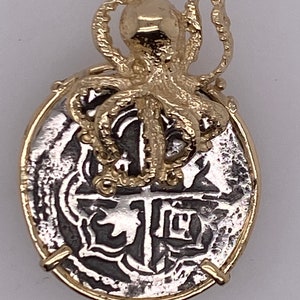 ATOCHA Coin Octopus Pendant 14K Gold Nautical Sunken Treasure Shipwreck Jewelry