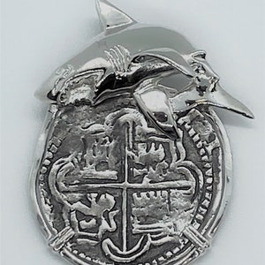 Atocha Coin Pendant Shark Sterling Silver 8 Reale Coin Sunken Treasure Jewelry