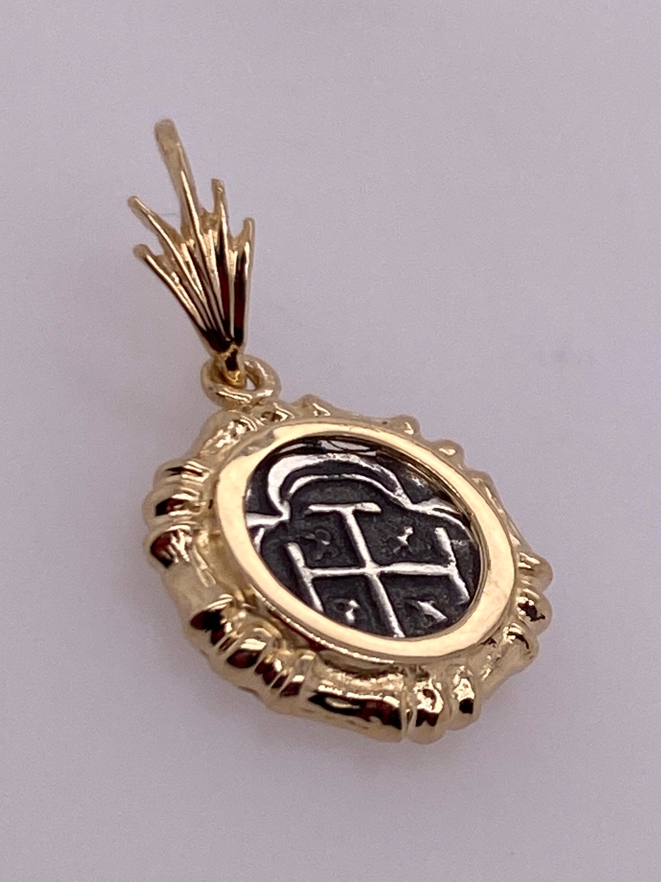 Atocha Coin Pendant 14K Gold Bamboo Mini Coin Reale Sunken - Etsy