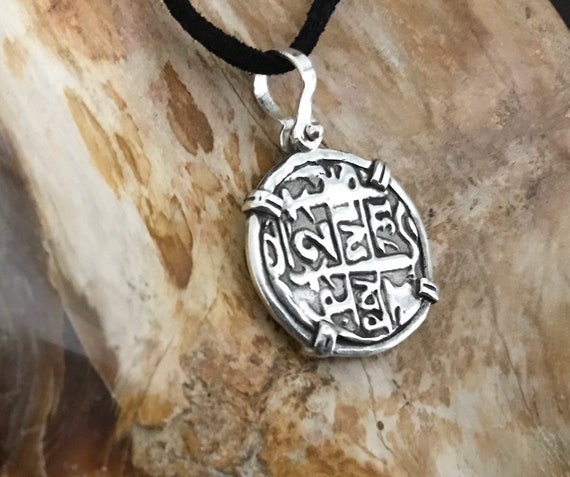 Atocha pièce Dauphin Pendentif Plaqué Or sur Argent 925 Sunken Treasure Coin Jewelry