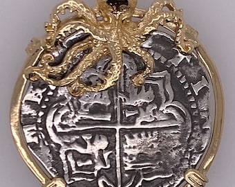 ATOCHA Coin Octopus Pendant 14K Gold Nautical Sunken Treasure Shipwreck Jewelry