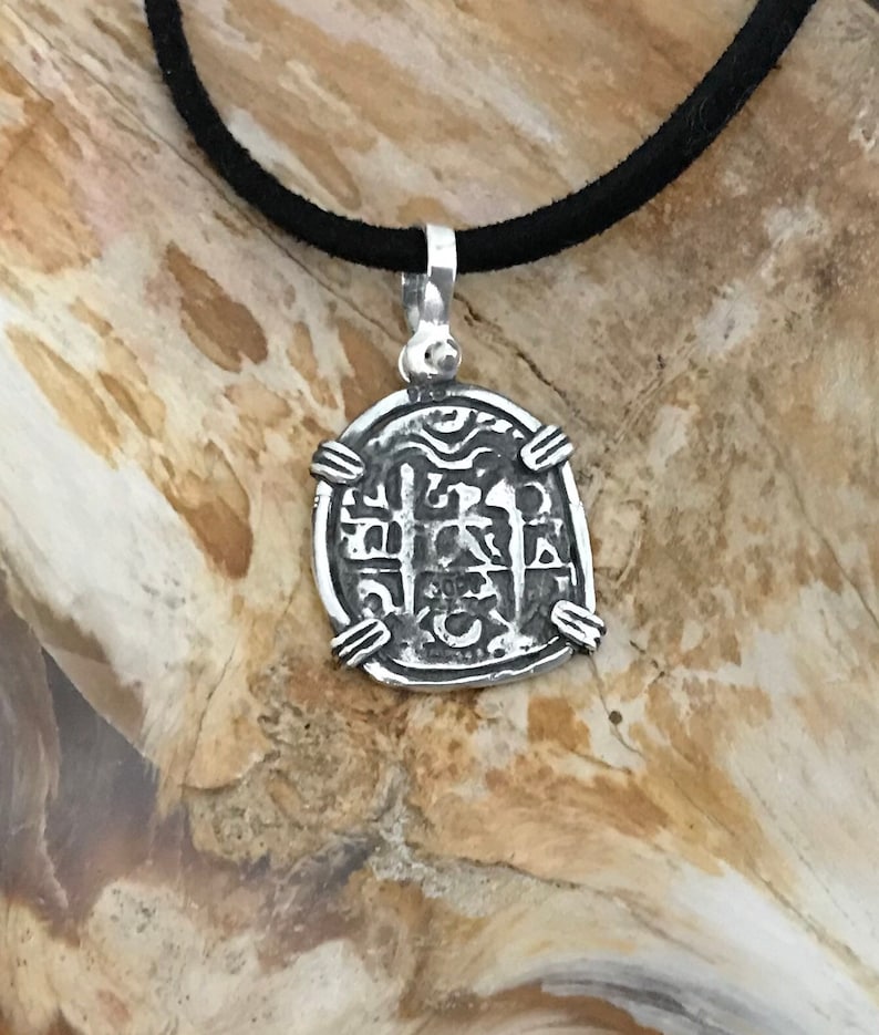 ATOCHA Mynthänge Design 1600-1700 Era 925 Silver Nedsänkt Skatt Myntsmycken bild 5