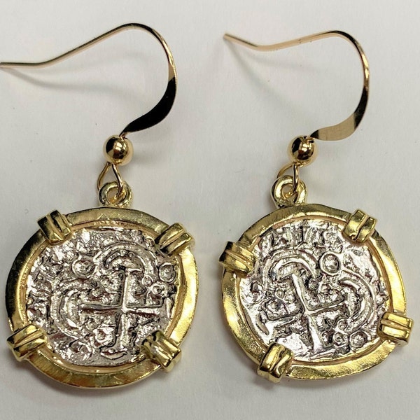 ATOCHA Coin Earrings Ladies GP over 925 Sterling Sunken Treasure Jewelry