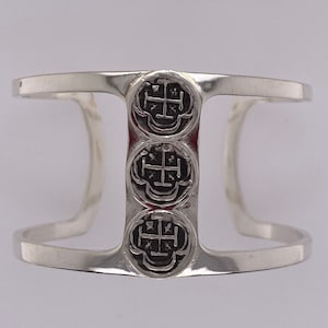 Atocha Coin Bangle Cuff Adjustable Sterling Silver with 3 Mini Reale&#39;s Treasure Jewelry