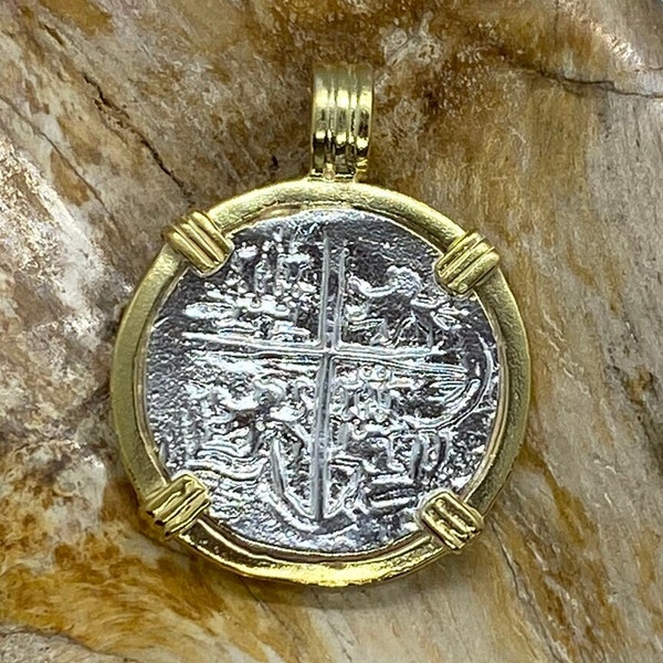 ATOCHA Coin Pendant 14K Gold Overlay Design Era 1600-1700 Sunken Treasure Shipwreck Coin Jewelry