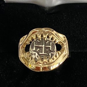 Atocha Coin Ring 14K Yellow Gold Jaws Mens ladies Treasure Jewelry
