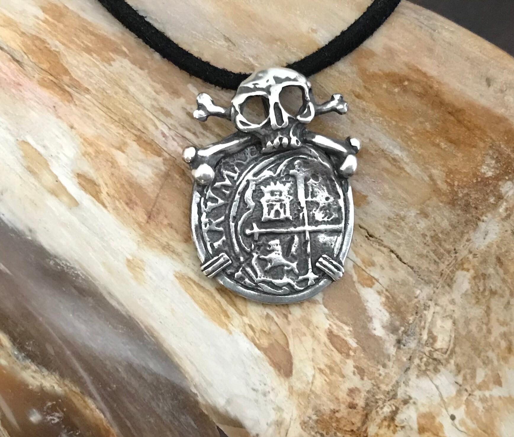 ATOCHA Coin skull Pendant Coin 925 Sterling Silver Sunken Treasure Jewelry ATOCHA Coin skull Pendant Coin 925 Sterling Silver Sunken Treasure Jewelry