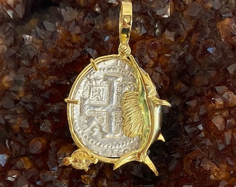 Atocha Coin Pendant Era 1600-1700 Sailfish Sterling Clad 14K Gold Rod Reel Sport Jewelry