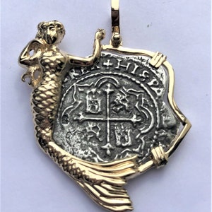 Mermaid Pendant Atocha Coin 14K Gold 8 Reale Treasure Jewelry