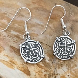ATOCHA Coin Earrings 925 Sterling Silver Hooks Sunken Treasure Jewelry