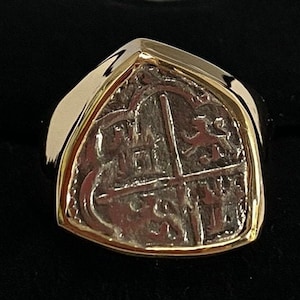 Atocha Coin Ring 14K Yellow Gold Mens ladies Treasure Jewelry