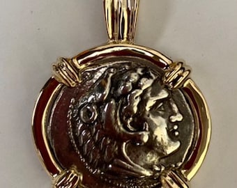 Alexander the Great Coin 14K Gold Pendant