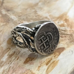 ATOCHA Like Coin Ring  925 Sterling Silver Sunken Wood Vine Treasure Shipwreck Ring