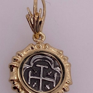 Atocha Coin Pendant 14K Gold Bamboo Mini Coin Reale Sunken Treasure Jewelry