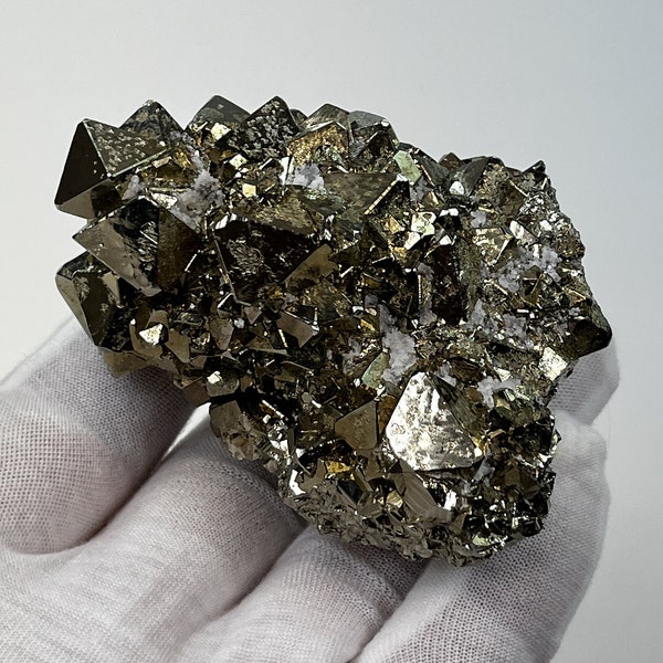 Must watch Video___Mirror Luster__Large Incredible OCTAHEDRAL PYRITE Cluster from Haunzala Mine, Peru