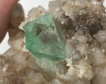 Green Fluorite with Quartz Crystals, Riemvasmaak, South Africa