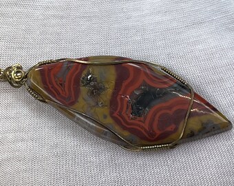 Kentucky Agate Cabochon Silver Wire Wrap Pendant