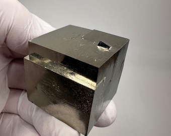1 3/8" LARGE Rare Lustrous Pyrite Cube ___Navajun Mine, Spain