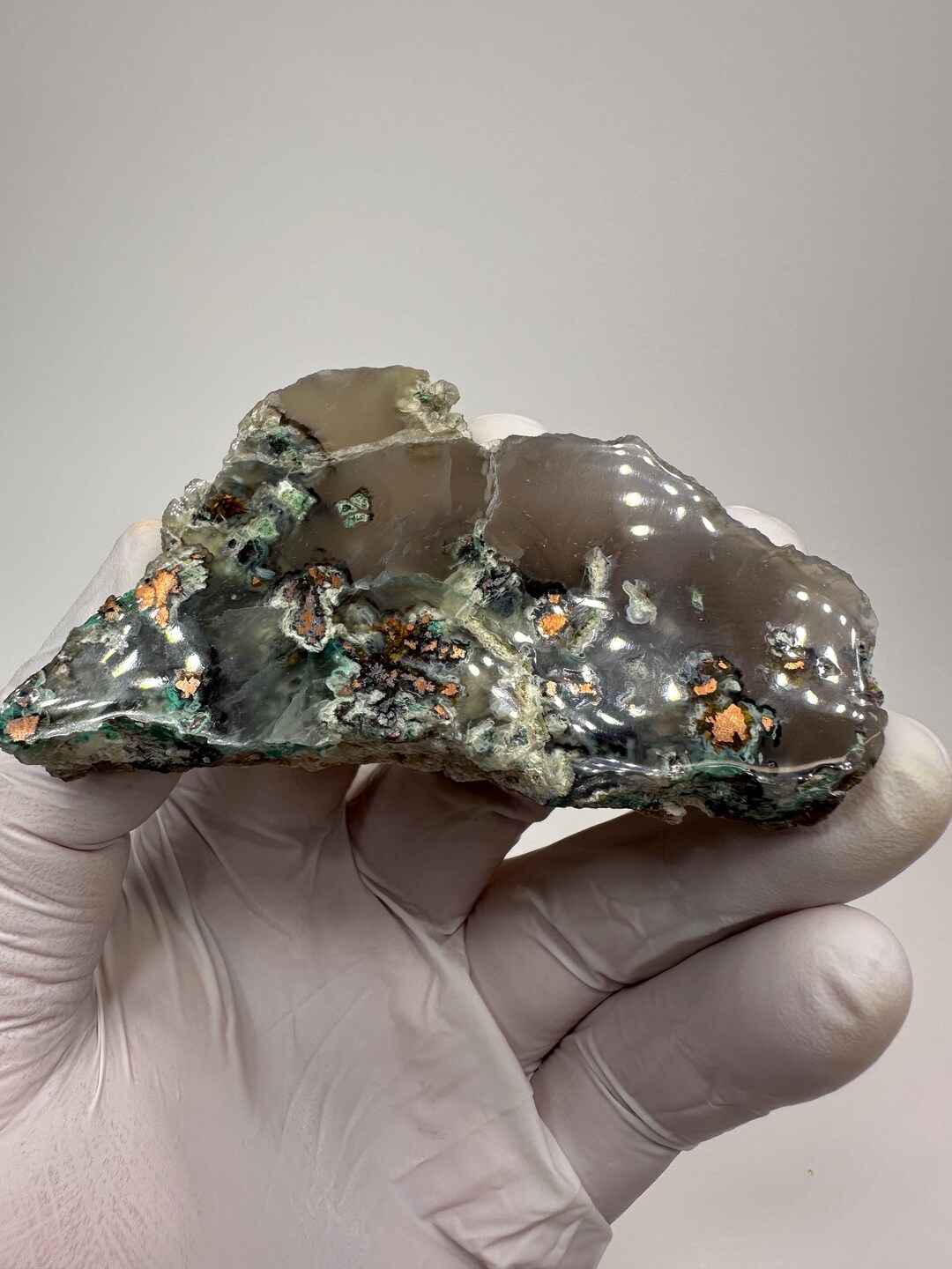 Native Copper Large Incredible Rare Large Native Copper in Agate Lapidary Slab From ...
