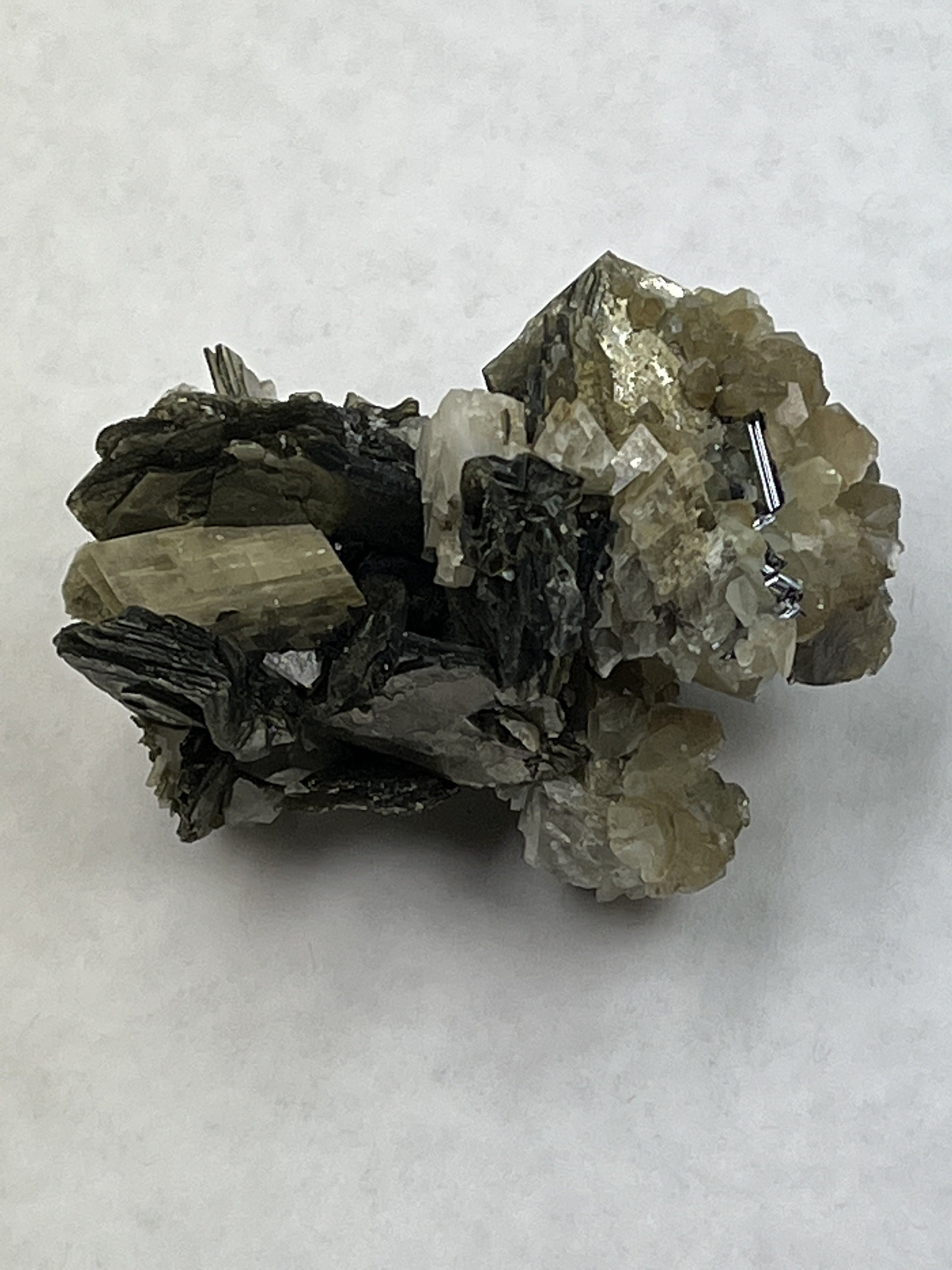 Fluorescent__Rare Red Rutile, Calcite, Dolomite & Mica Specimen__from NAEM in Hiddenite, North Carolina.