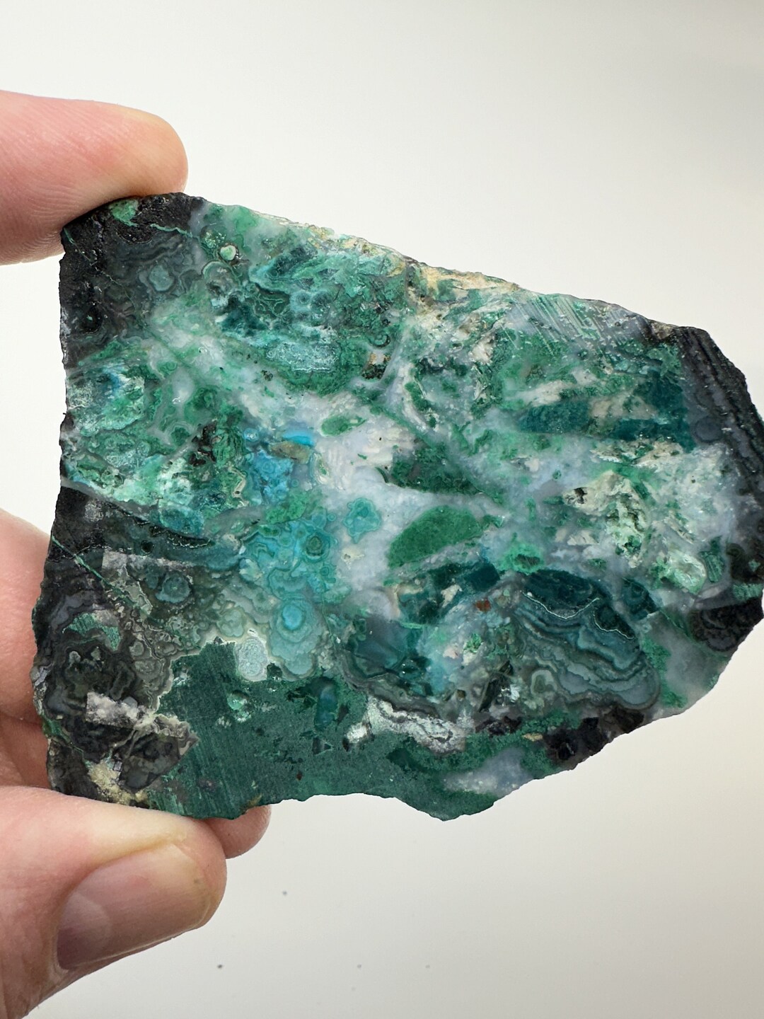 Large Inspiration Mine Gem Silica, Chrysocolla & Malachite Slab, Gila ...