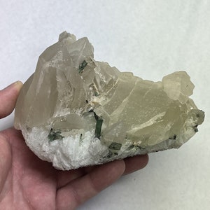 Gemmy Green Tourmaline Crystals on Quartz Crystal Cluster__BRAZIL