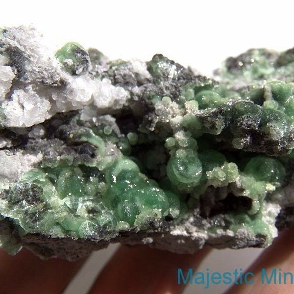 Top Luster & Quality___RARE GREEN Wavellite Specimen on Quartz from Arkansas