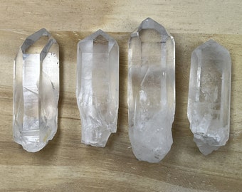 Lot of 4 DOW WHITE PHANTOM Points__Rare__Arkansas Quartz Crystal