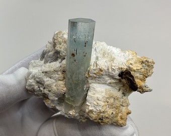 Large Clear TERMINATED Blue Aquamarine Crystal on Matrix__Namibia , Africa