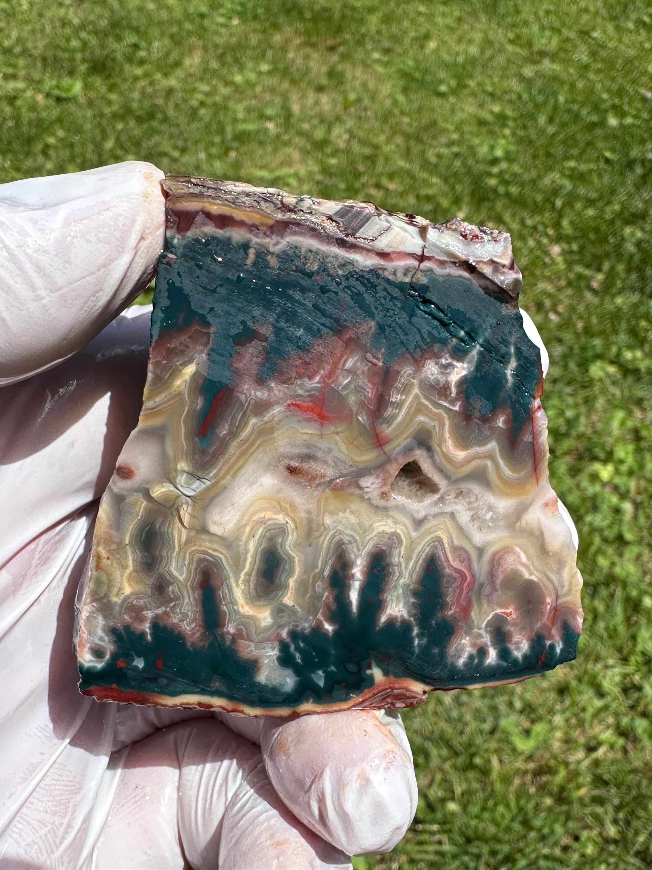 Large RARE Premium Idaho Sunset Jasper Faced Rough Specimen- Agate