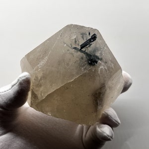 Gemmy Light Blue Tourmaline Crystals with Large Quartz Crystal Point__BRAZIL