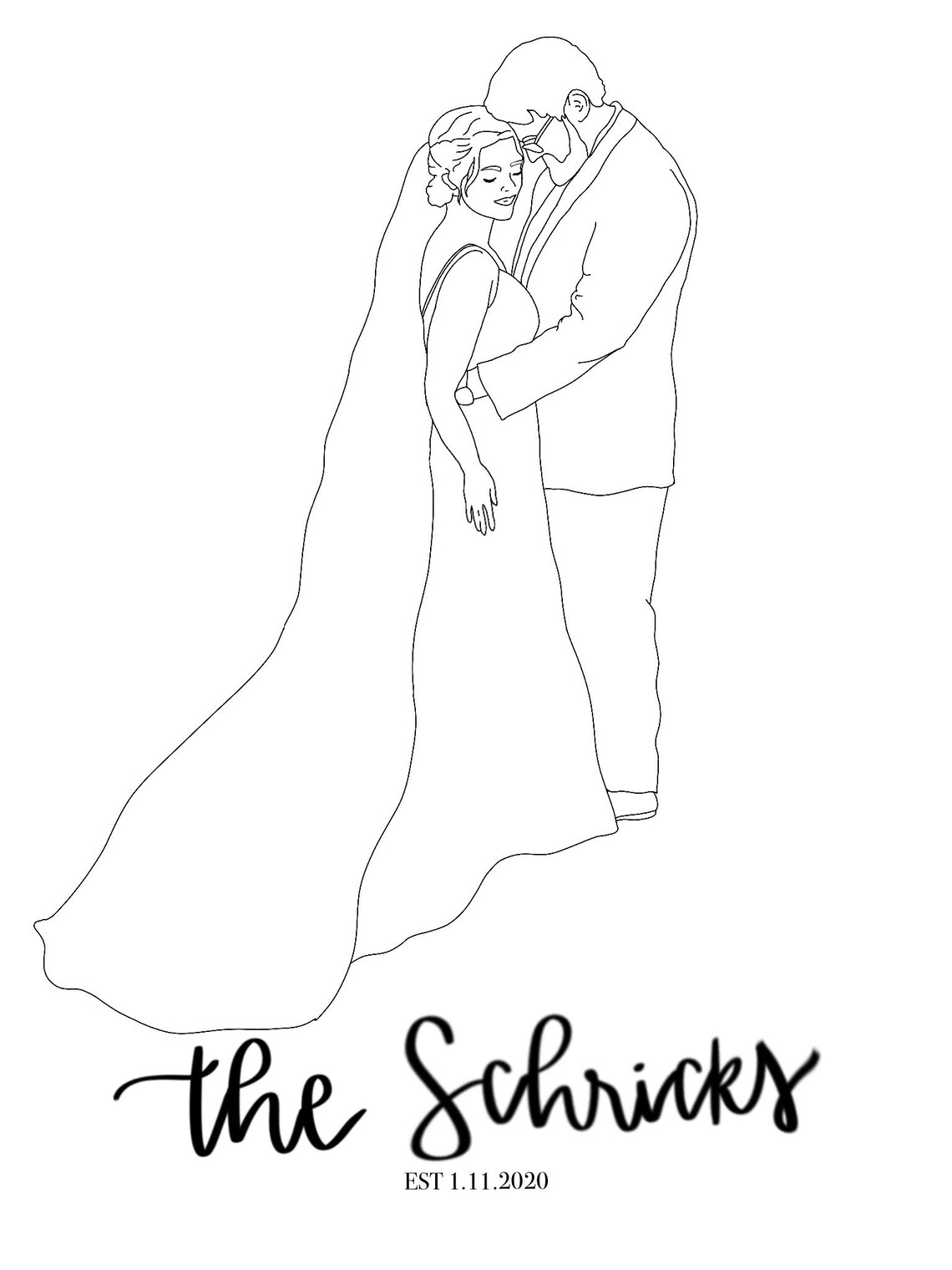 Custom Wedding Coloring Page: Personalized Kids Activity - Etsy
