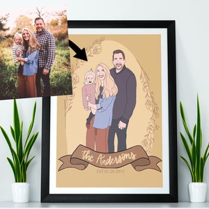 Retrato de familia personalizado: Ilustración familiar personalizada para mamá papá, hermano hermano, hermana, hijo, perro gato mascota o tarjeta de vacaciones de Navidad